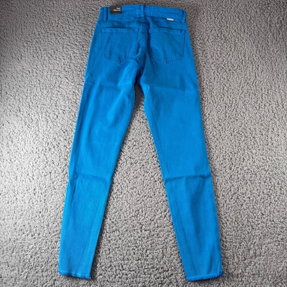TRACTR MONA Bright Dive Blue High‎ Rise Stretch Cut Off Crop Jeans Sz 0/25 NWT - Picture 3 of 11